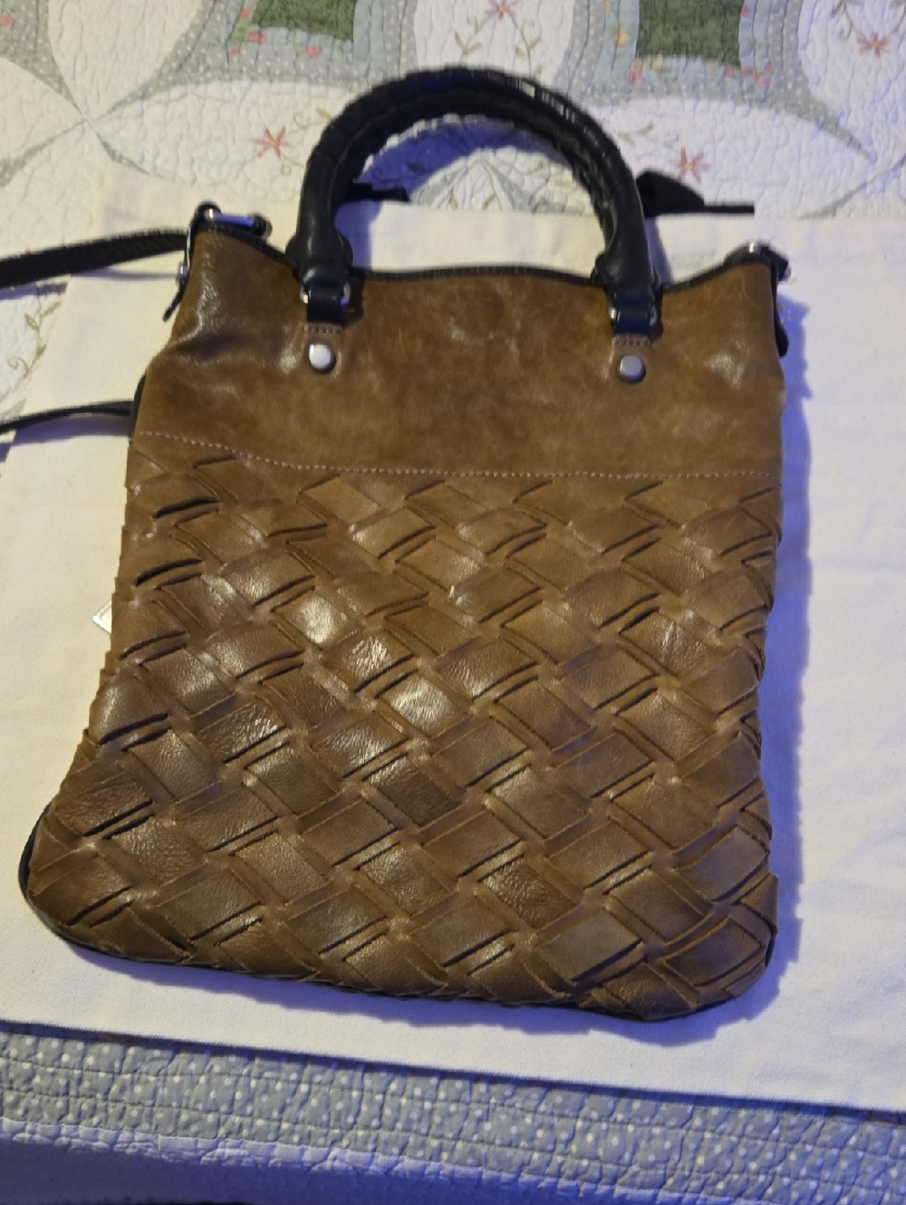 Gryson Woven Leather Tote Bag in Brown - Picture 3 of 4